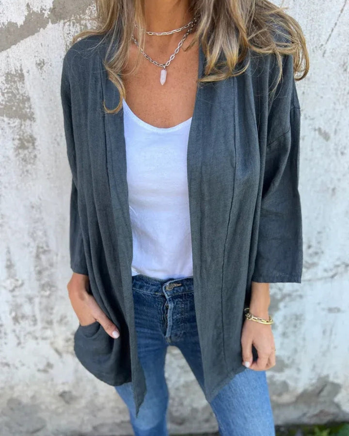 SERANE - CARDIGAN SOTTILE IN COTONE E LINO