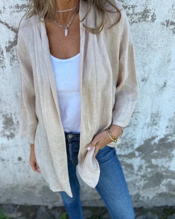 SERANE - CARDIGAN SOTTILE IN COTONE E LINO