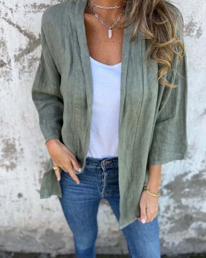SERANE - CARDIGAN SOTTILE IN COTONE E LINO