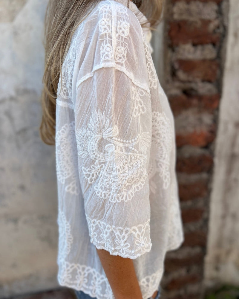 IAREL - Camicetta ricamata in pizzo chic