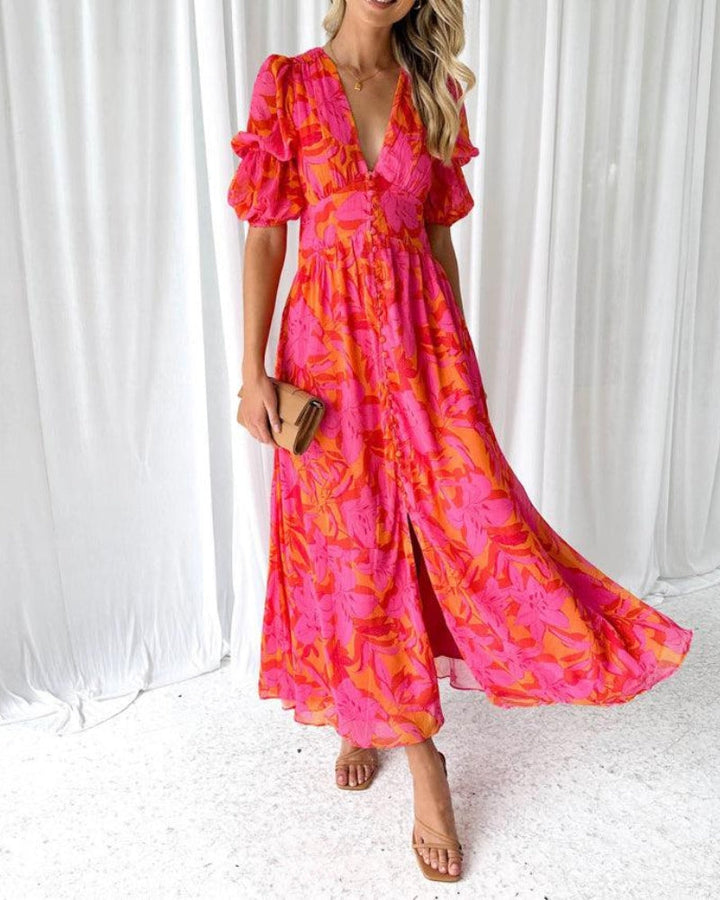 DERANA - MAXI ABITO ROSSO ROSA