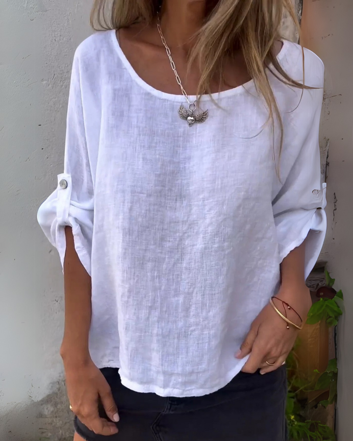 PERERENAN - Camicia girocollo in cotone e lino