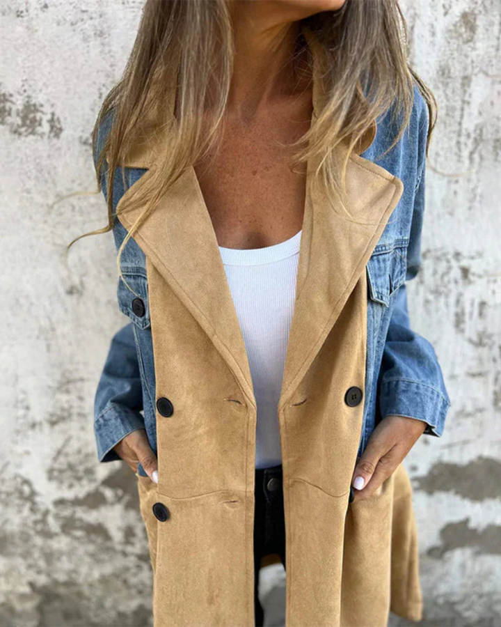 MARITES - CAPPOTTO IN DENIM E CAMOSCIO
