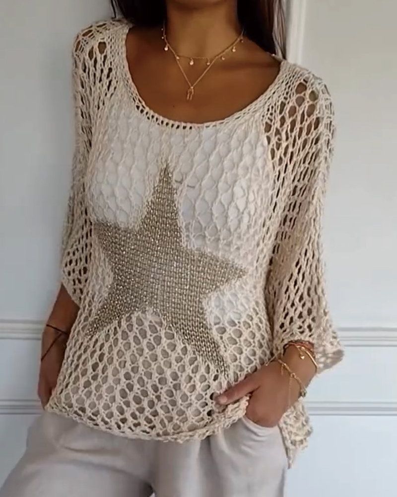 SALOE - Top chic in maglia all'uncinetto