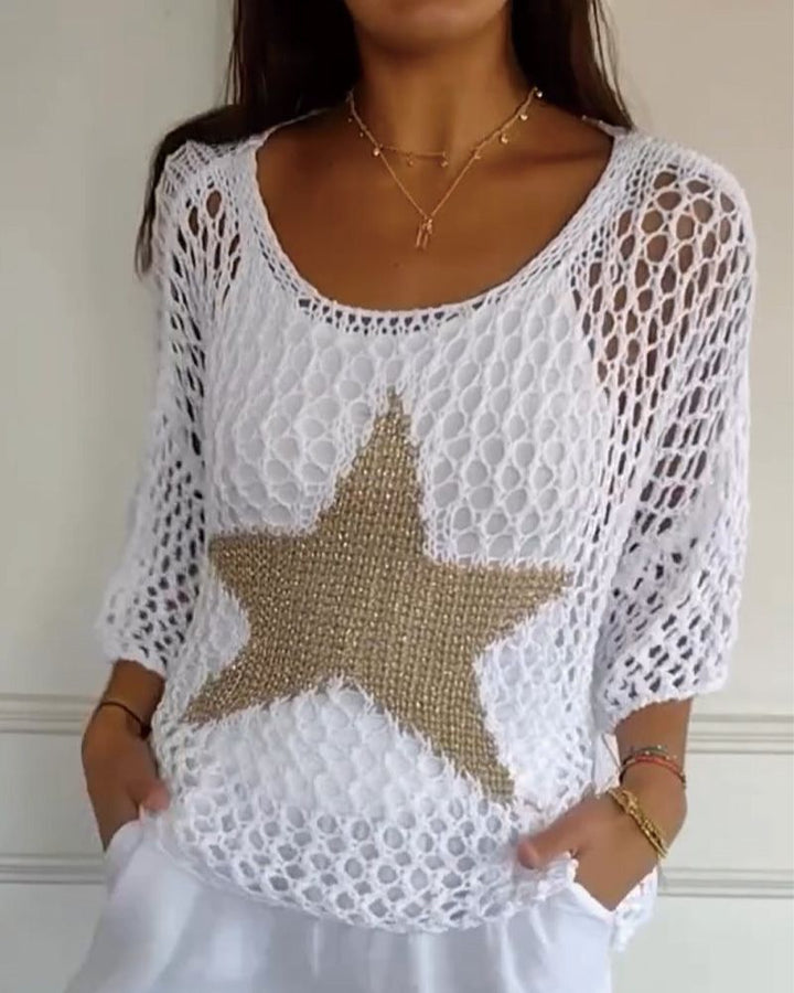 SALOE - Top chic in maglia all'uncinetto