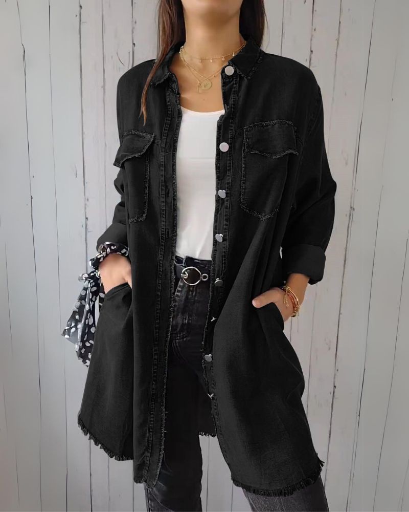ELSSIA - Comoda giacca camicia in denim