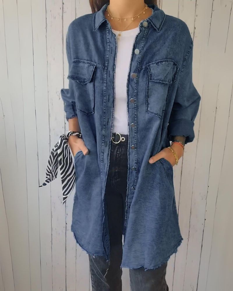 ELSSIA - Comoda giacca camicia in denim
