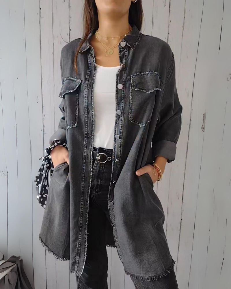 ELSSIA - Comoda giacca camicia in denim