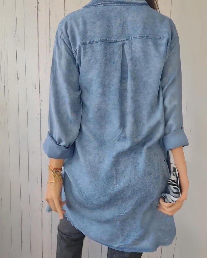 ELSSIA - Comoda giacca camicia in denim