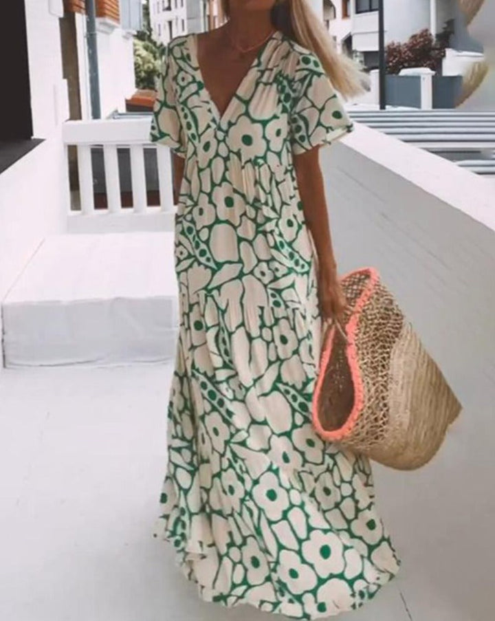 ESTER - Maxi abito con maniche corte