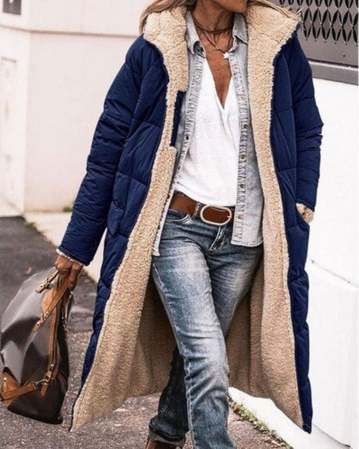 ANNIE - Cappotto lungo reversibile foderato di pelliccia