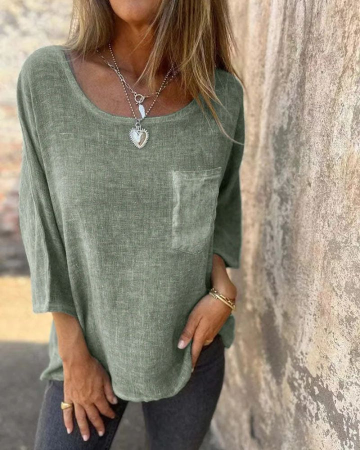 CEMAGI - Maglietta casual in cotone e lino