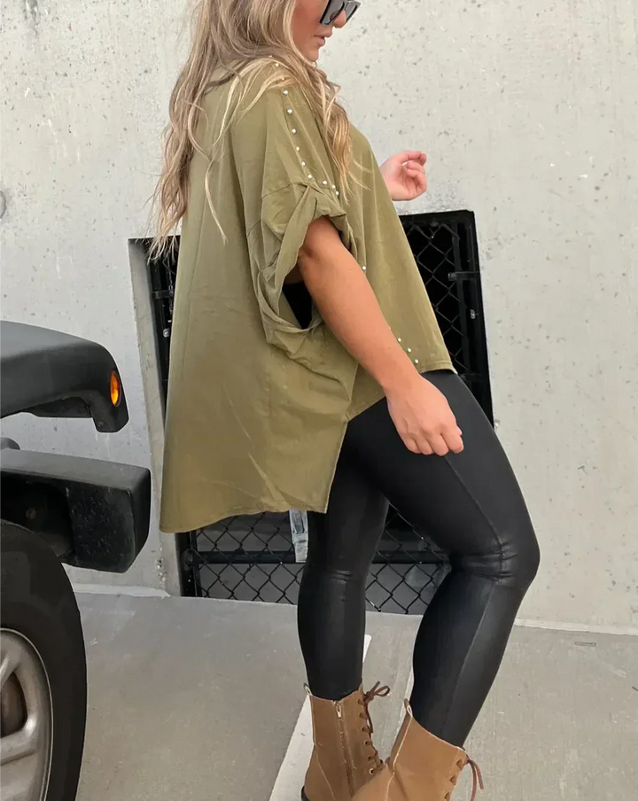 BELLA - T-SHIRT OVERSIZE CON BORCHIE