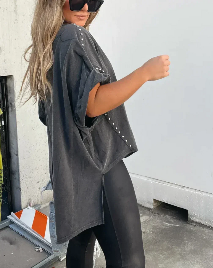 BELLA - T-SHIRT OVERSIZE CON BORCHIE